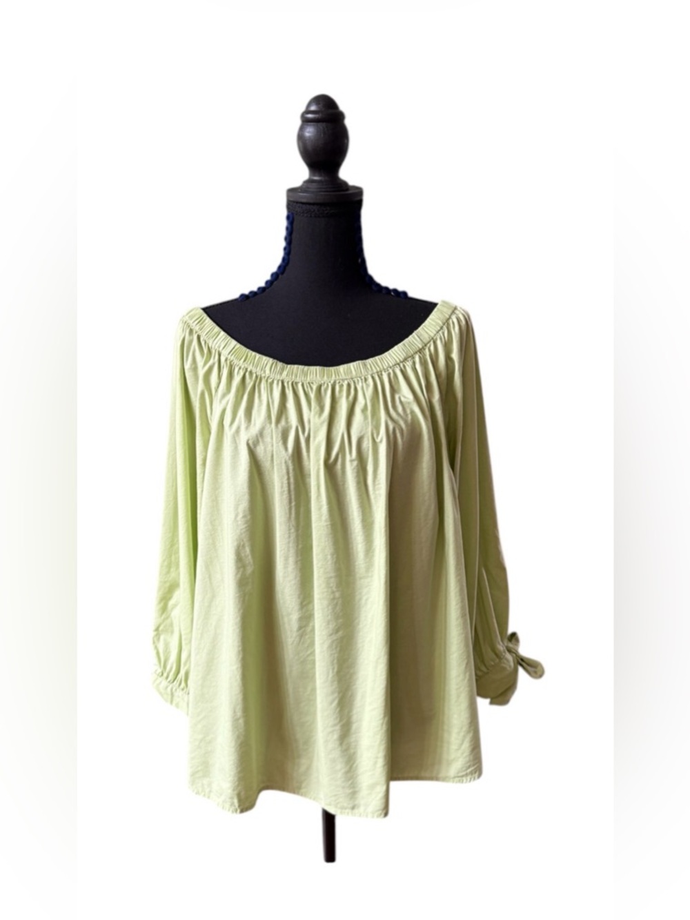 LOFT Light Green Off-Shoulder Peasant Blouse